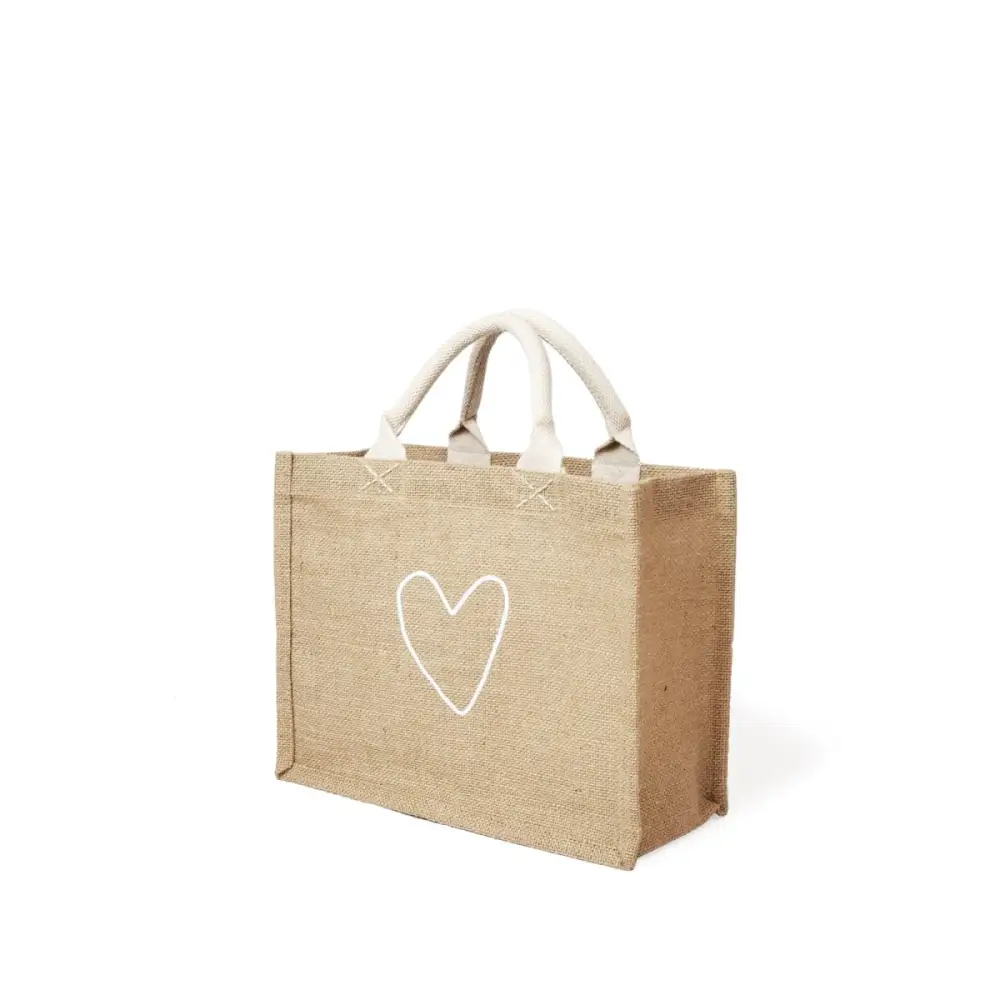 Reusable jute Gift Bag with cotton handles - Love - EcofiedHome