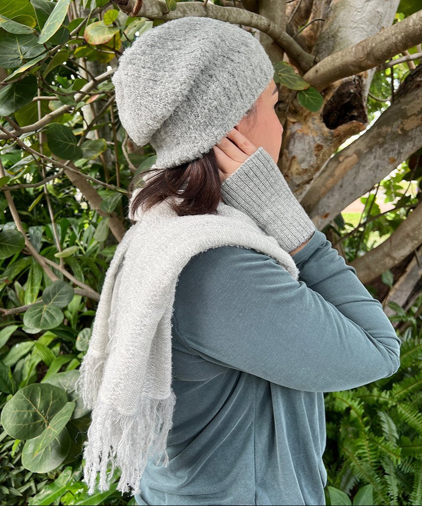 Gray Loop Knit Alpaca Beanie-1