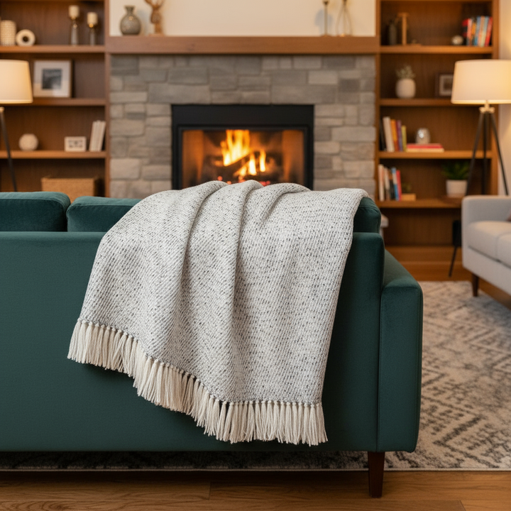 Heathered Gray Alpaca Throw