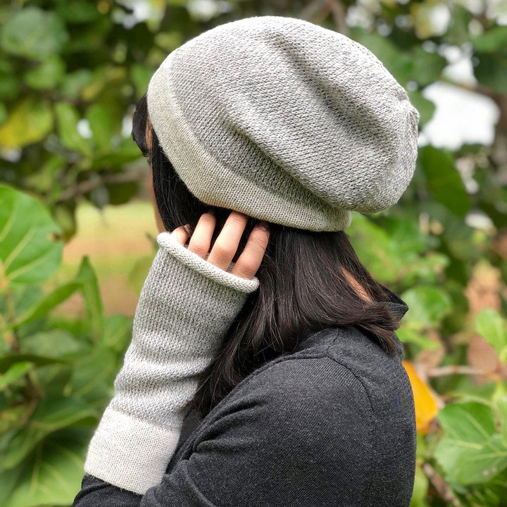 Gray Interwoven Alpaca Beanie-1