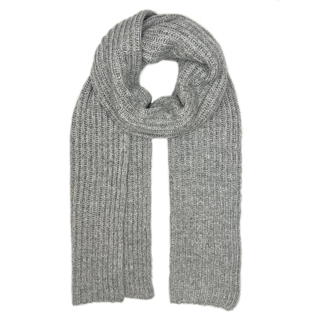 Classic Gray Ribbed Himalayan Cashmere Scarf