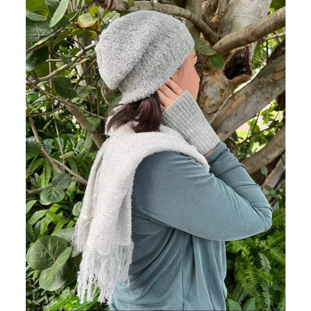 Gray Loop Knit Alpaca Beanie-1