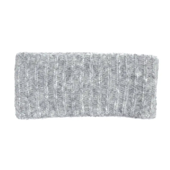 Gray Ribbed Alpaca Ear Warmer-2