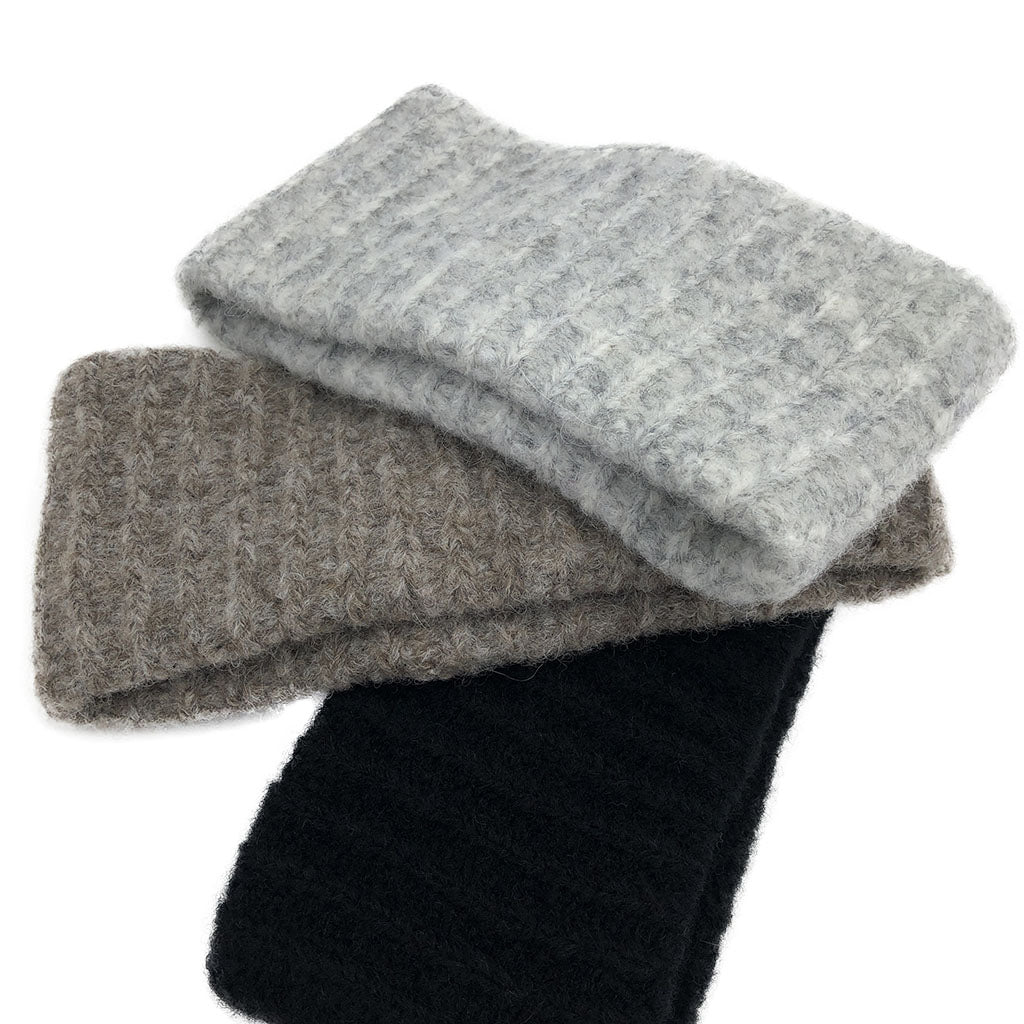 Gray Ribbed Alpaca Ear Warmer-4