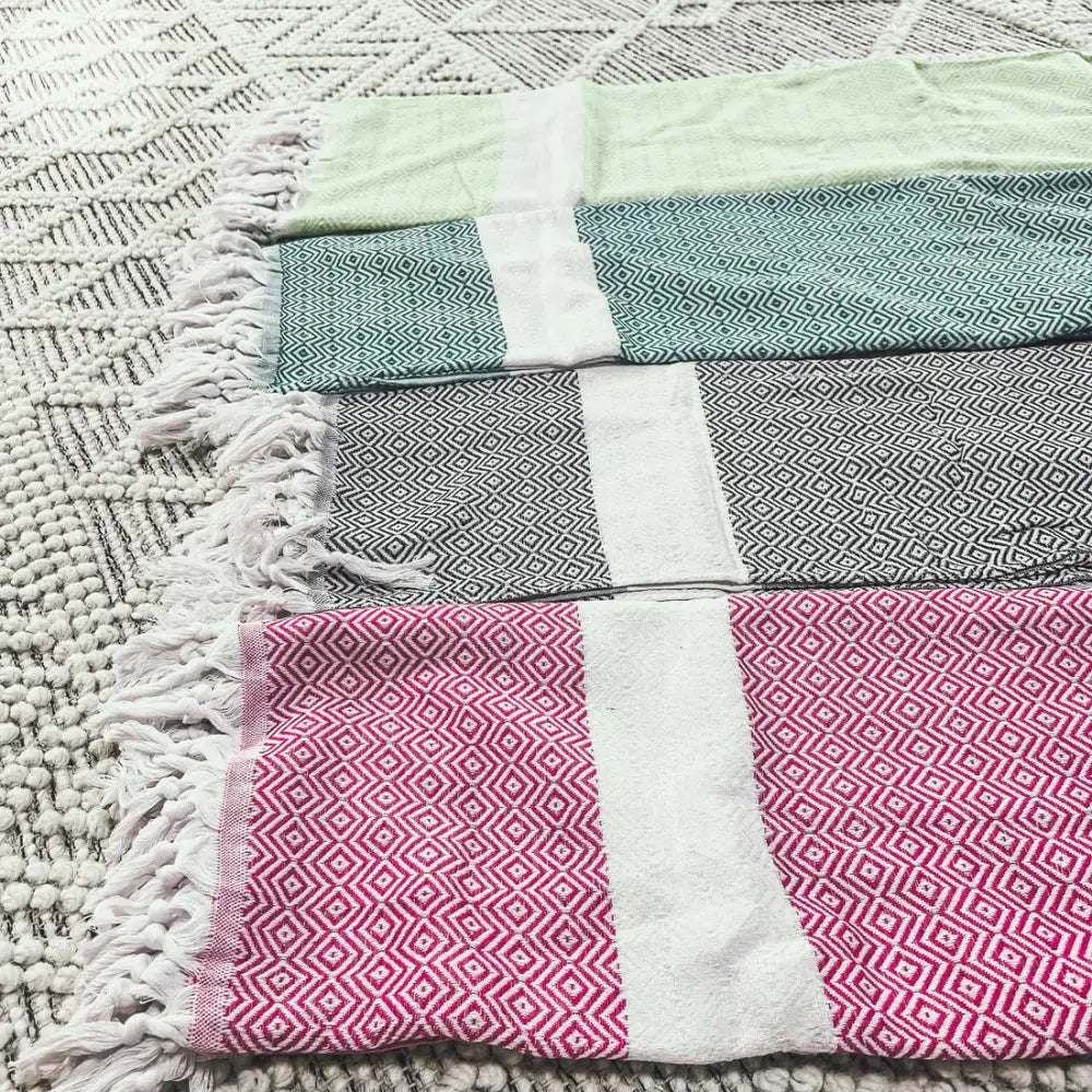 Haley Diamond Towel 200GSM 100% Cotton - Pink - Beach Towel