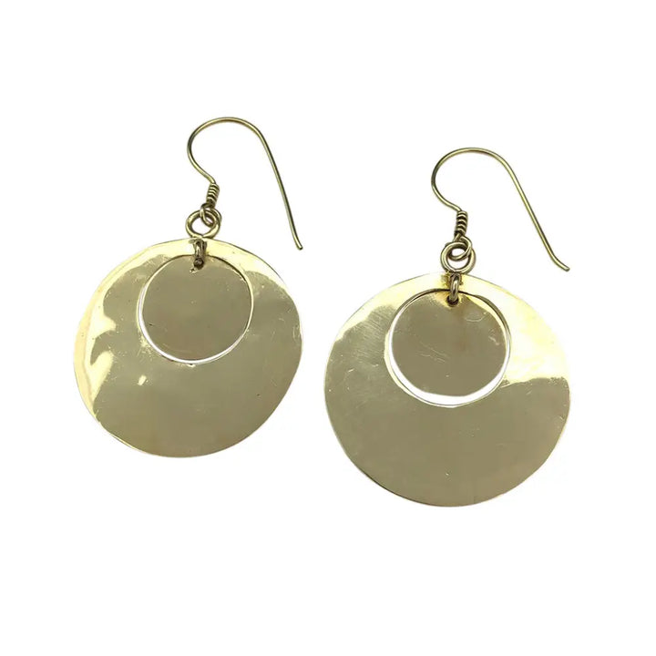 Hammered Circle Bombshell Earrings-0