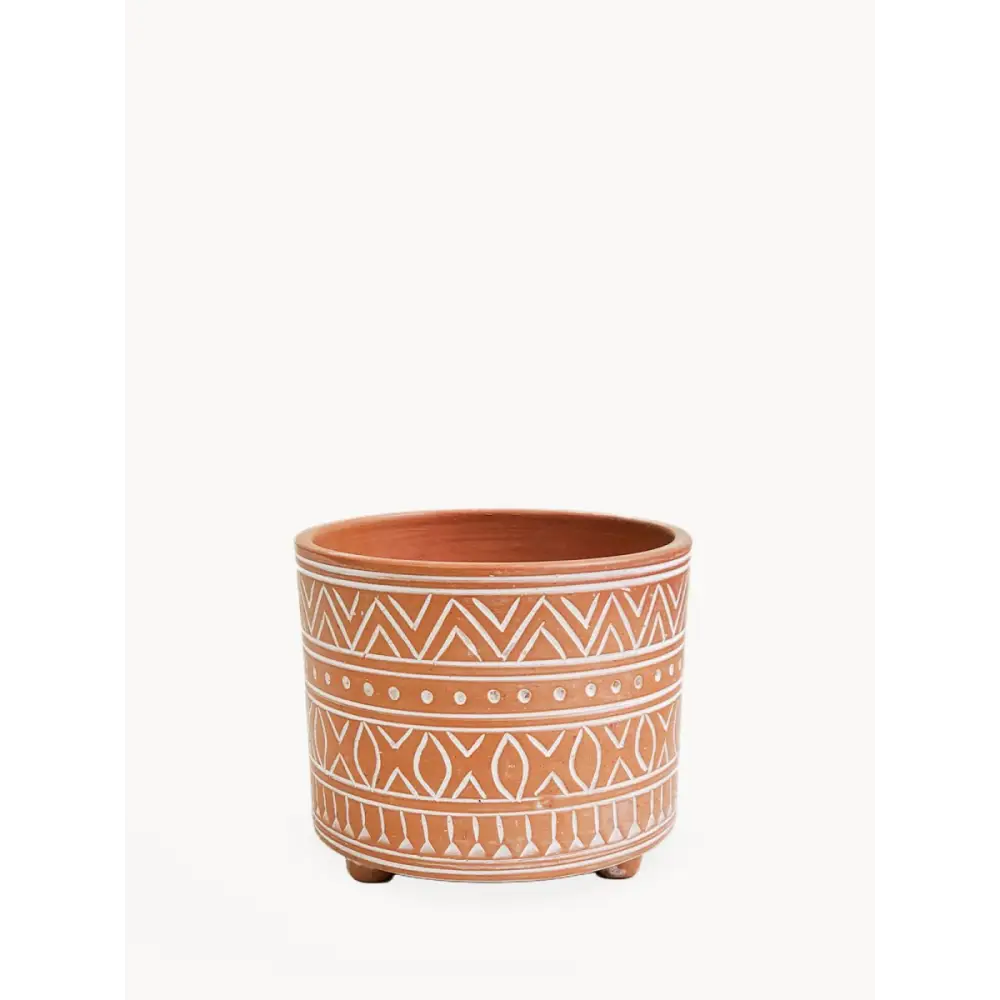 Hand Etched Terracotta Pot - Small - EcofiedHome