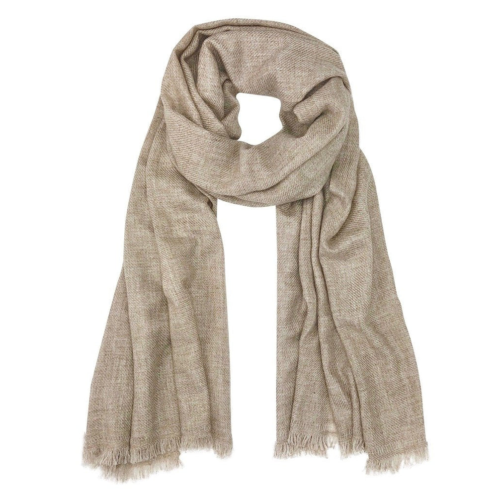 Beige Handloom Cashmere Scarf-0