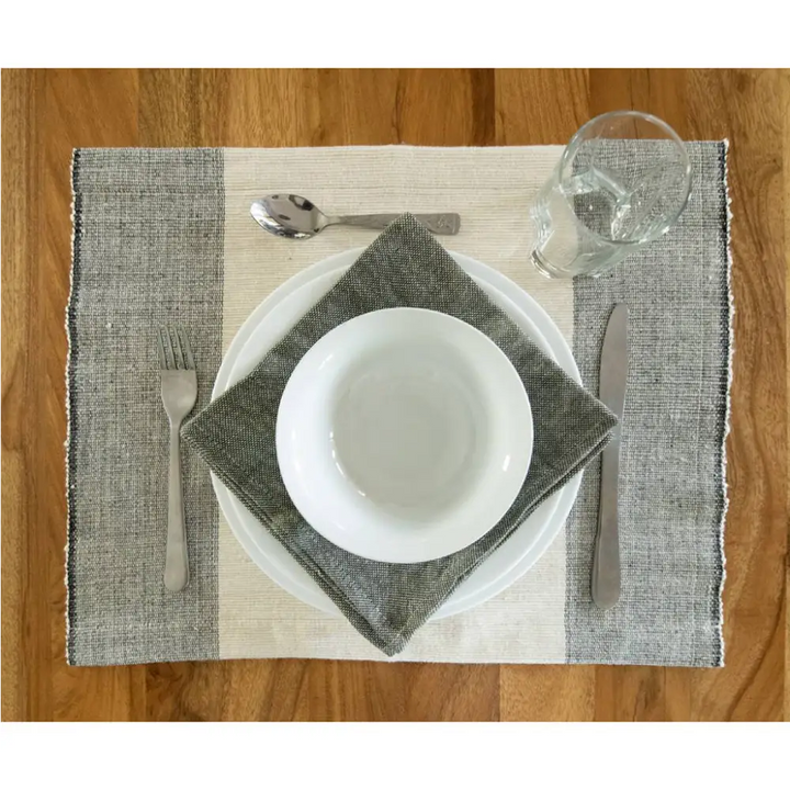 Handloom Color Block Placemat Set-6