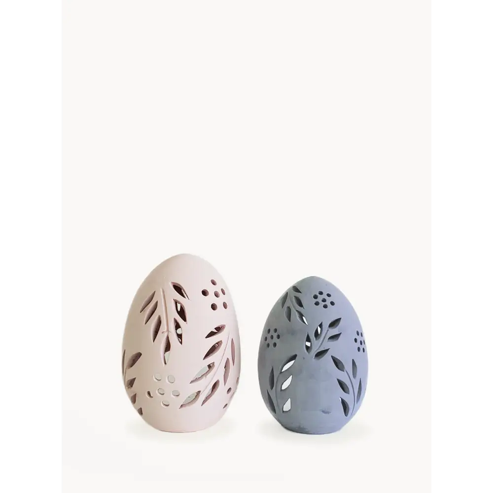 Terracotta Egg Lantern - Set of 2-0