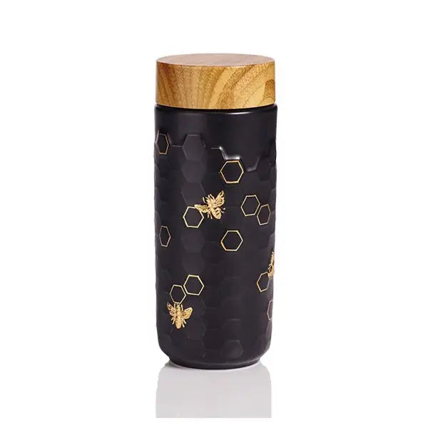 Honey Bee Ceramic Travel Mug / Gold 12.3 oz - EcofiedHome