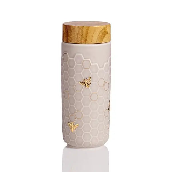 Honey Bee Ceramic Travel Mug / Gold 12.3 oz - EcofiedHome