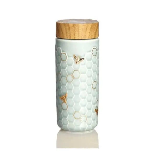 Honey Bee Ceramic Travel Mug / Gold 12.3 oz - EcofiedHome