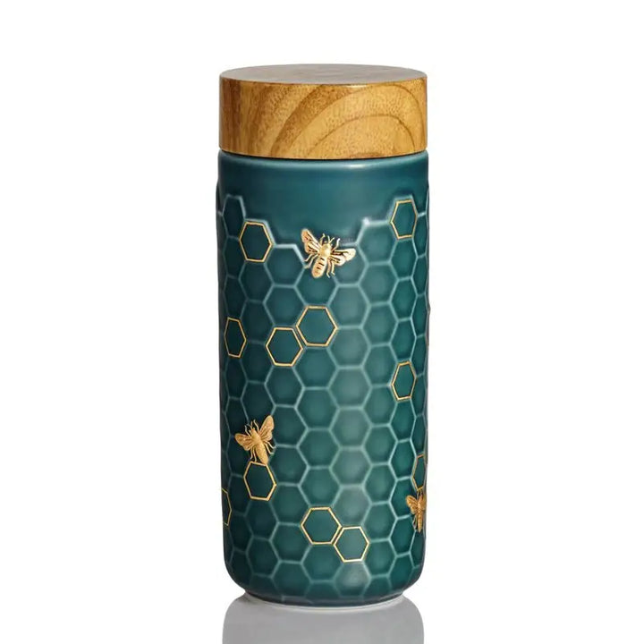 Honey Bee Ceramic Travel Mug / Gold 12.3 oz - EcofiedHome