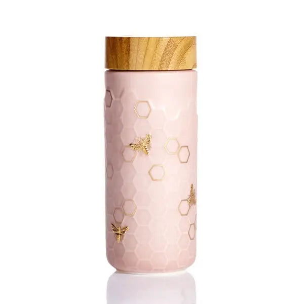 Honey Bee Ceramic Travel Mug / Gold 12.3 oz - EcofiedHome