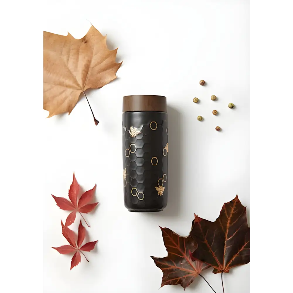 Honey Bee Ceramic Travel Mug / Gold 12.3 oz - EcofiedHome