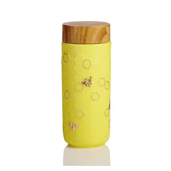 Honey Bee Ceramic Travel Mug / Gold 12.3 oz - EcofiedHome