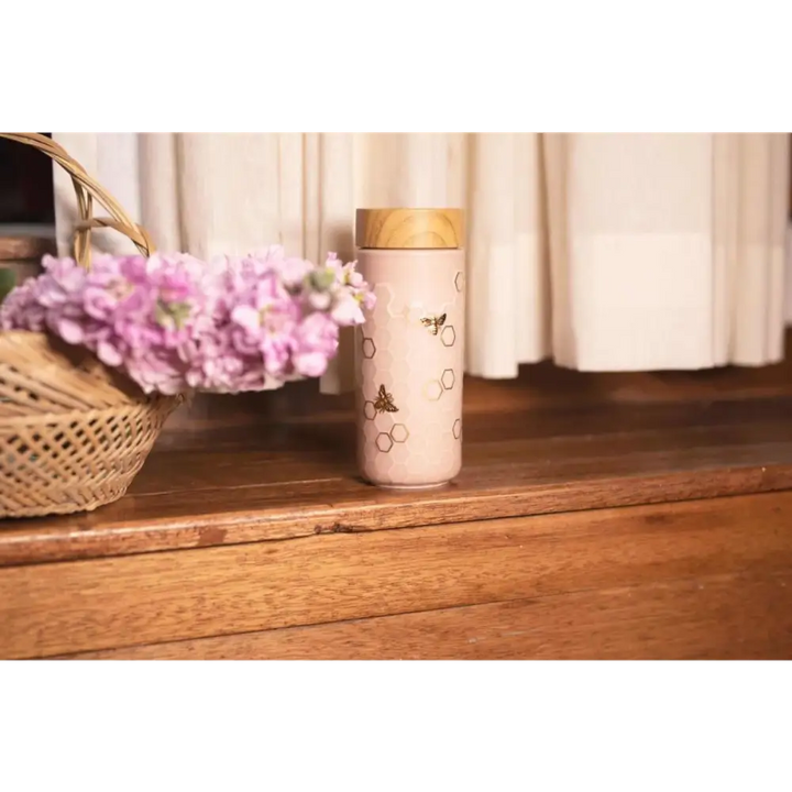 Honey Bee Ceramic Travel Mug / Gold 12.3 oz - EcofiedHome