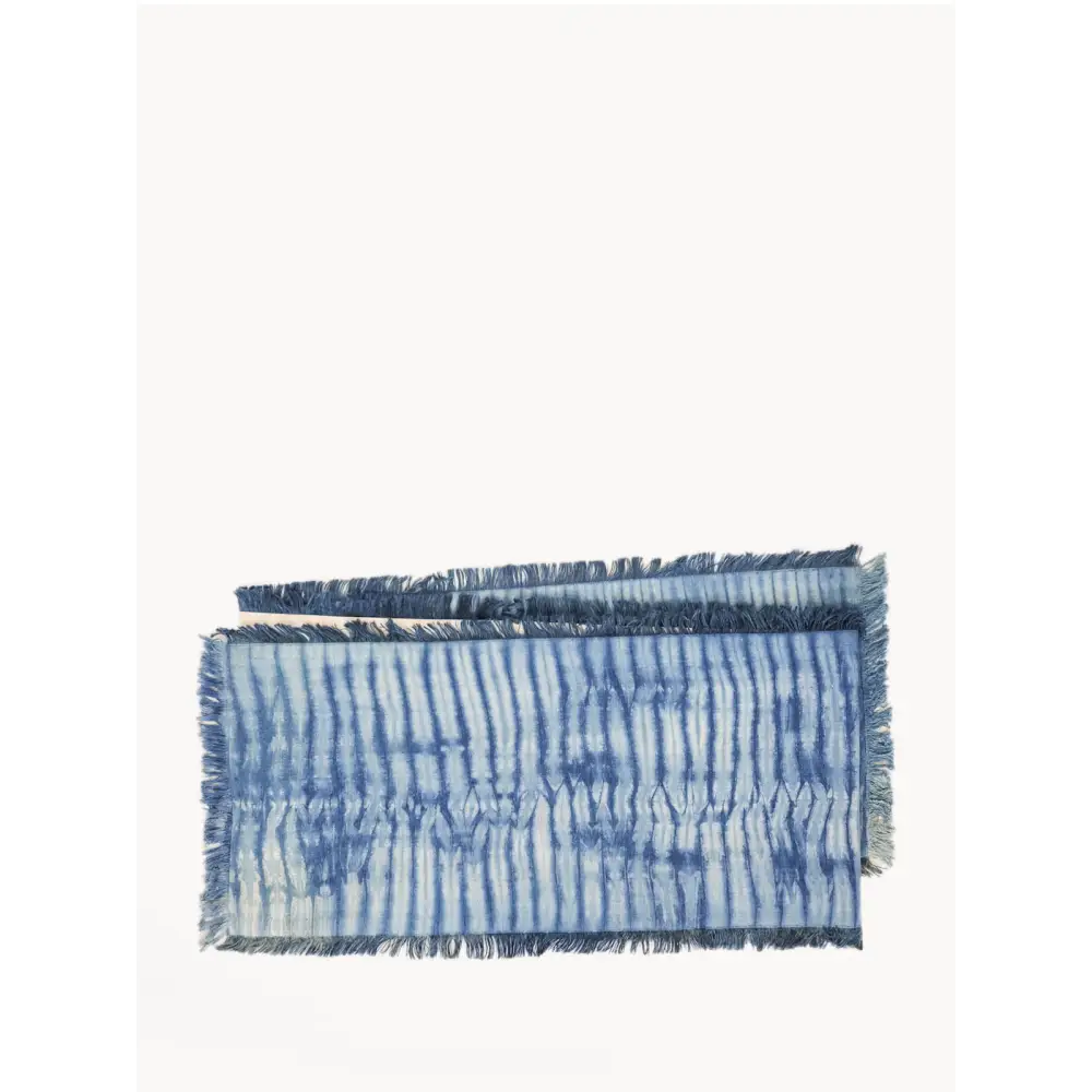 Tie Dye Cotton Table Runner - Indigo Blue-0