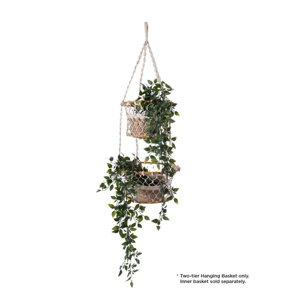 two tier hanging planter KORISSA Jhuri Double Hanging Basket