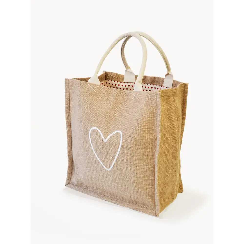 Jute Canvas Market Bag - Love - EcofiedHome