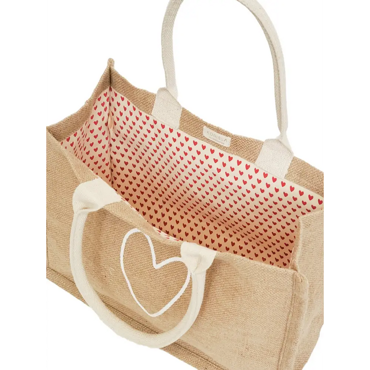 Jute Canvas Shopping Bag - Love - EcofiedHome