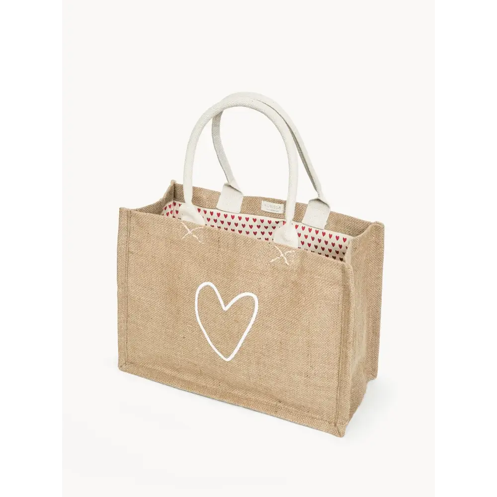 Jute Canvas Shopping Bag - Love - EcofiedHome