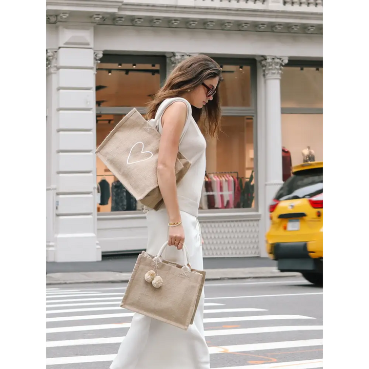 Jute Canvas Shopping Bag - Love - EcofiedHome