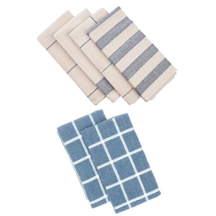 Cotton Kitchen Towel Set - 4 Minimal and 2 Terry Towels - EcofiedHome