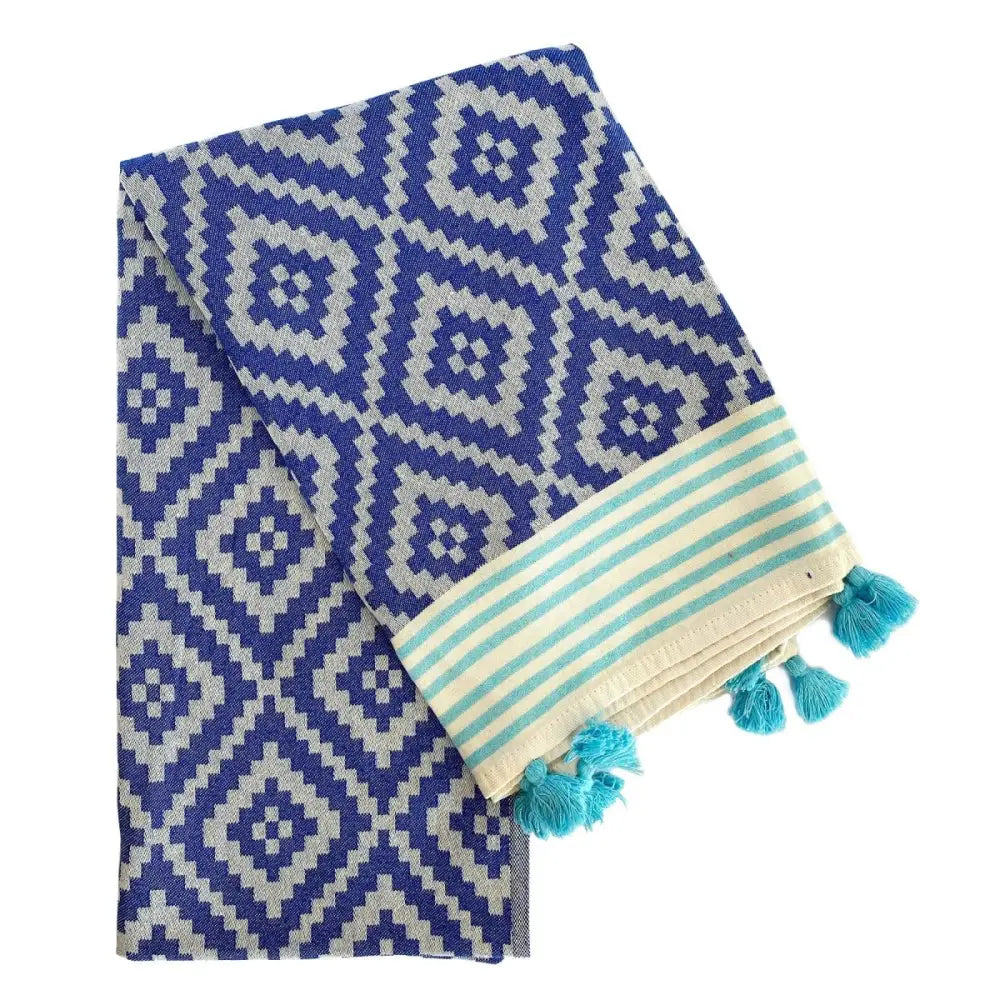 Merida Turkish Towel / Blanket - Blue - EcofiedHome