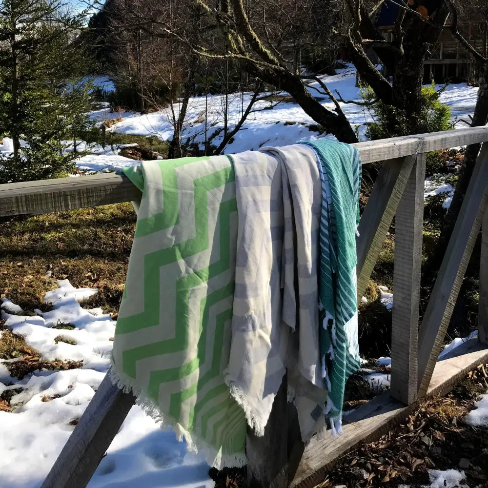 Mersin Chevron Towel / Blanket - Green - EcofiedHome