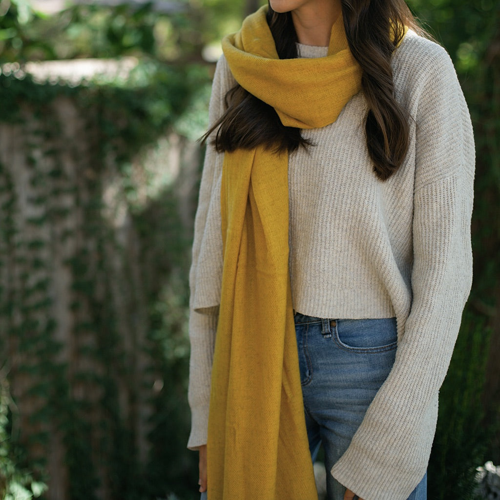 Mustard Handloom Cashmere Scarf-1