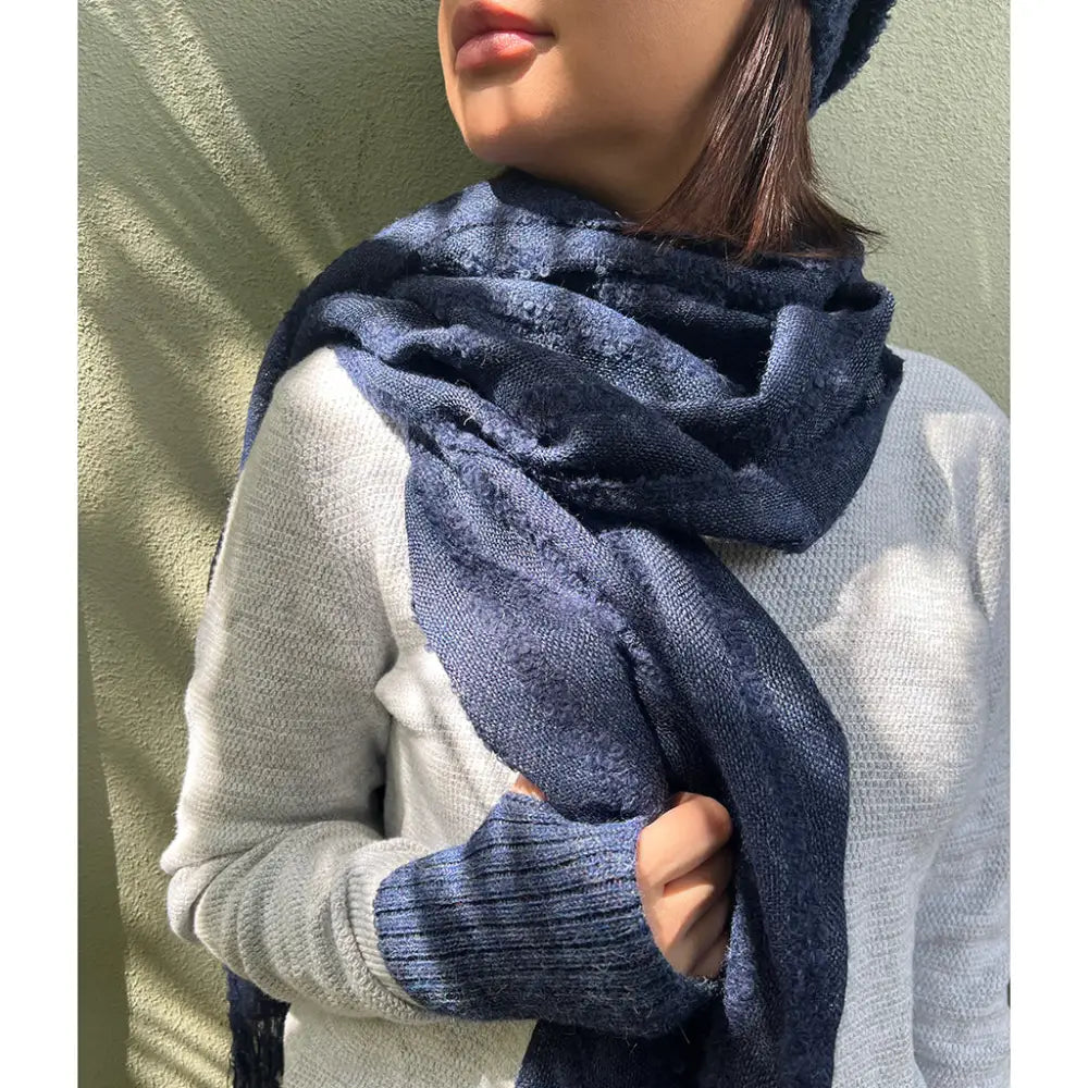 Navy Loop Knit Alpaca Scarf-1