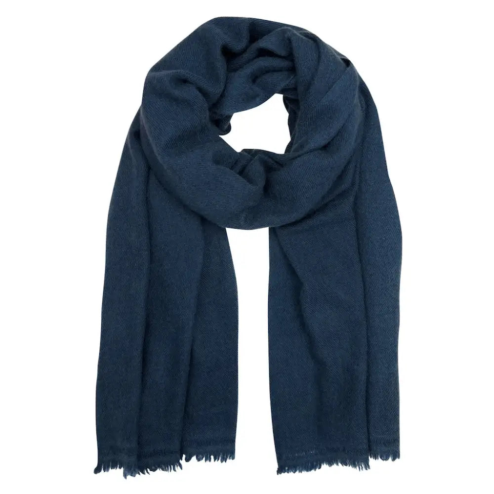 Navy Himalayan cashmere scarf, solid color