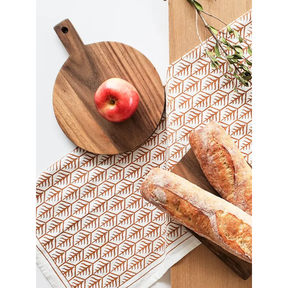 Round Wooden Serving Board - Gift Set with Tea towel - EcofiedHome