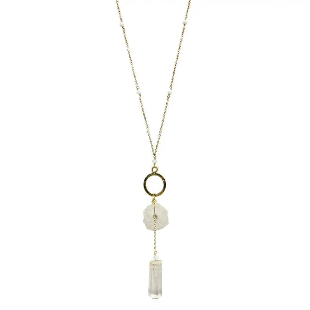 Solar Quartz + Crystal Y Necklace - EcofiedHome