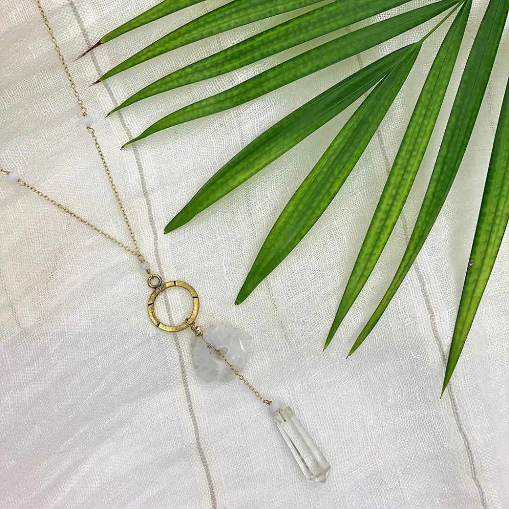 Solar Quartz + Crystal Y Necklace - EcofiedHome