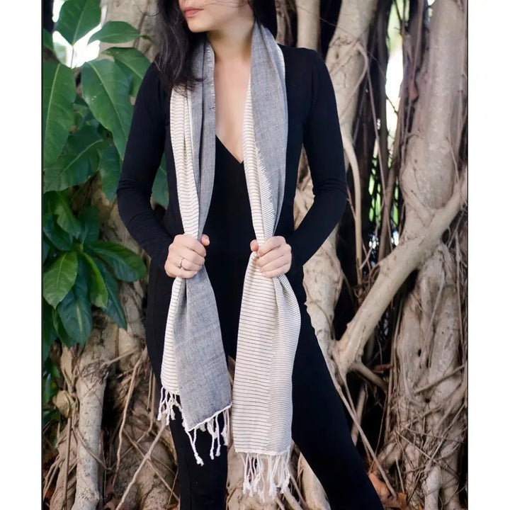 Striped Organic Cotton Scarf-1