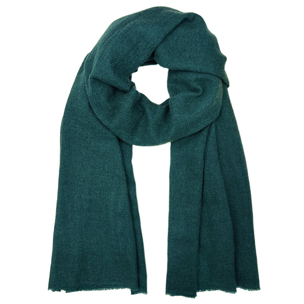 Teal Himalayan cashmere scarf, solid color