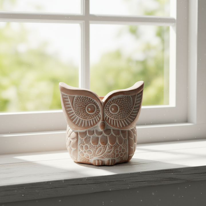 Big Eye Owl Terracotta Pot for Sustainable Home and Garden Decor