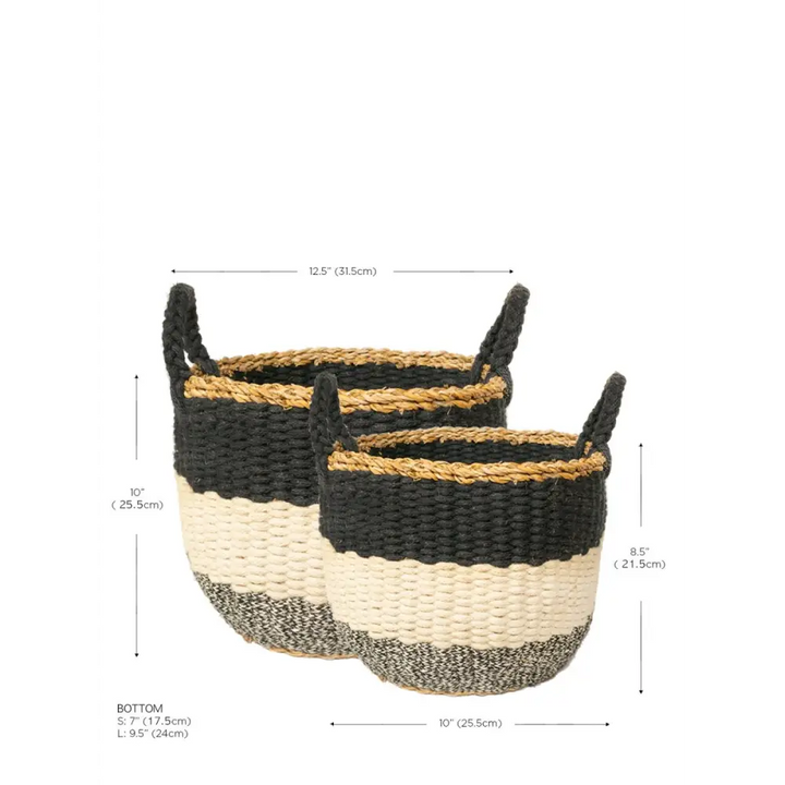 Ula Stripe Basket - Black - EcofiedHome