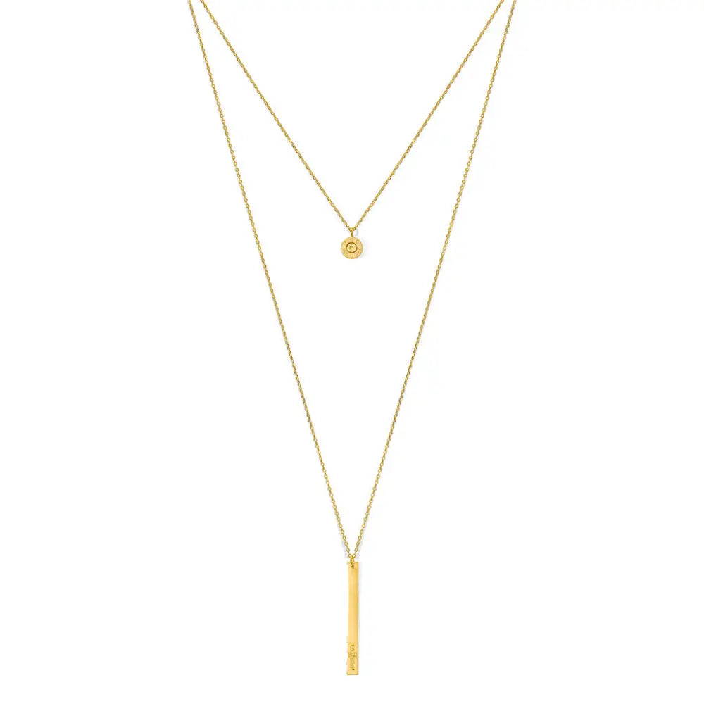 Layered Bar Bullet Necklace-0
