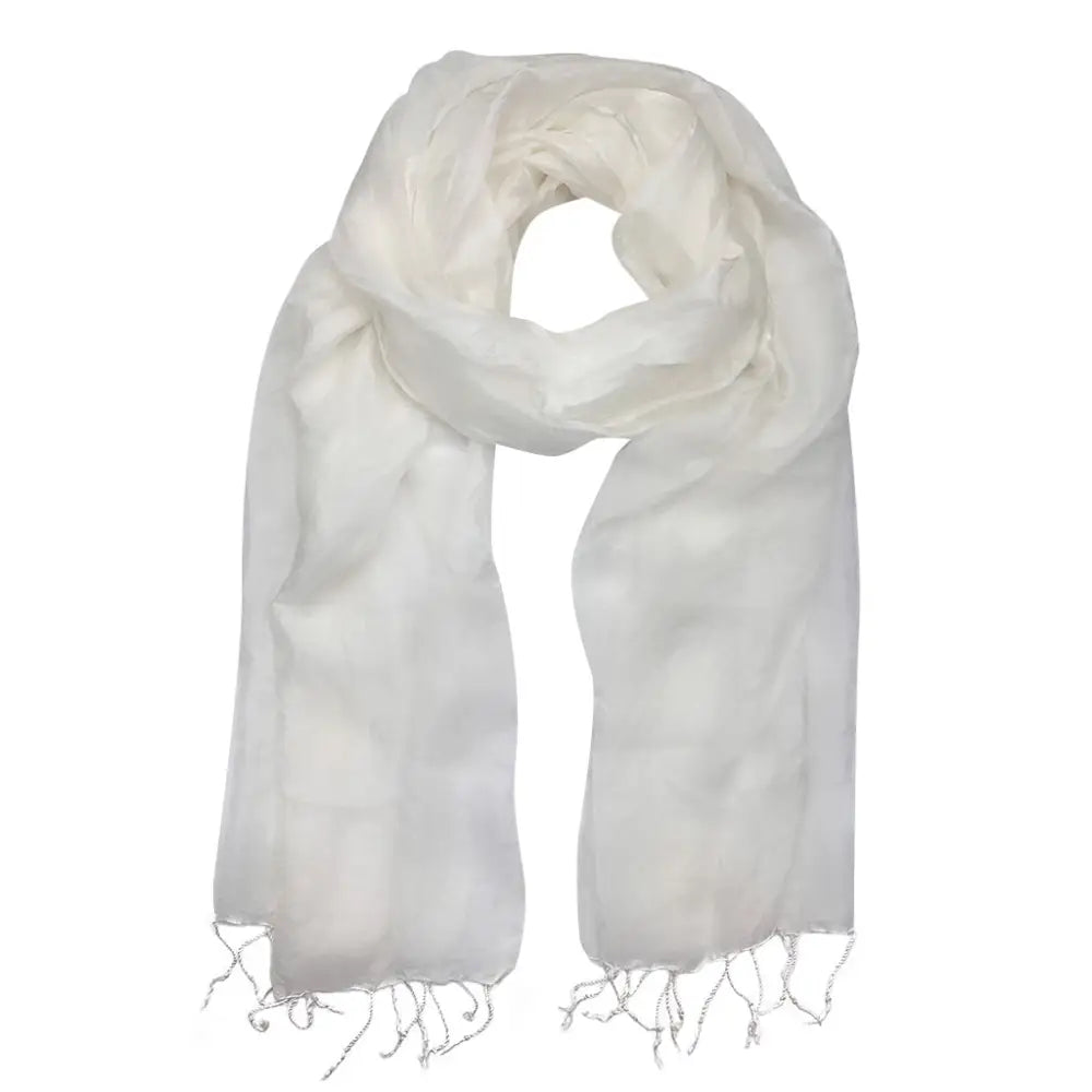 White Silk Scarf-0