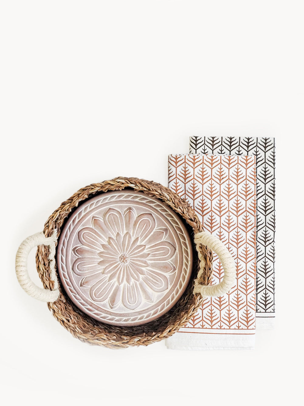 Bread Warmer & Basket Gift Set with Tea Towel - Vintage Flower-0