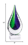 12 Mouth Blown Teardrop Centerpiece on Crystal Base - EcofiedHome