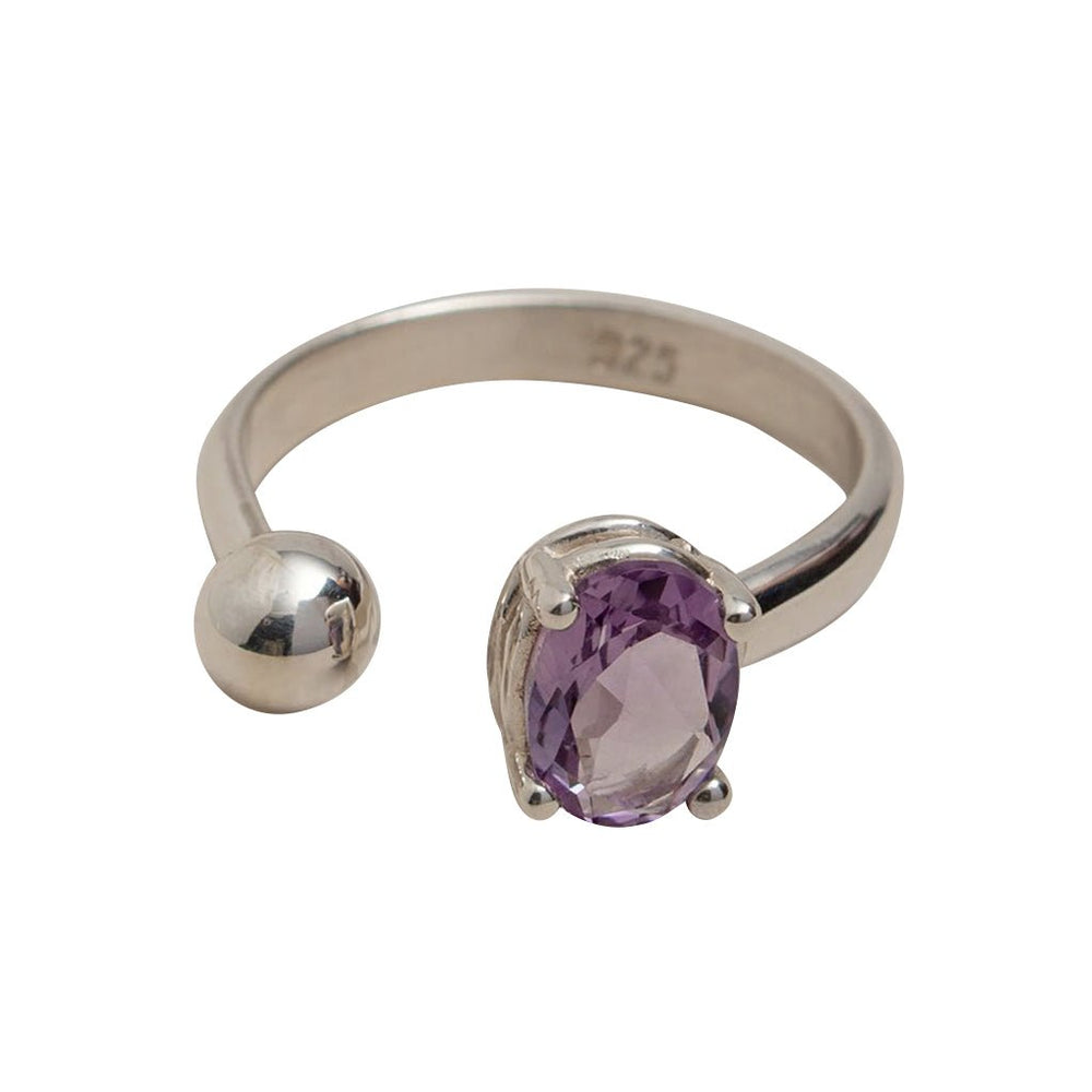 Amethyst Ball Ring - Size: 7 + Adjustable - EcofiedHome