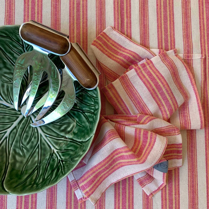Andana Striped Tablecloth Set - Magenta - EcofiedHome
