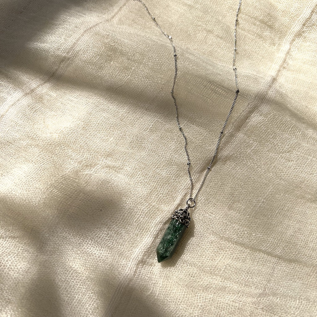 Aventurine Crystal Necklace -13inch long - EcofiedHome