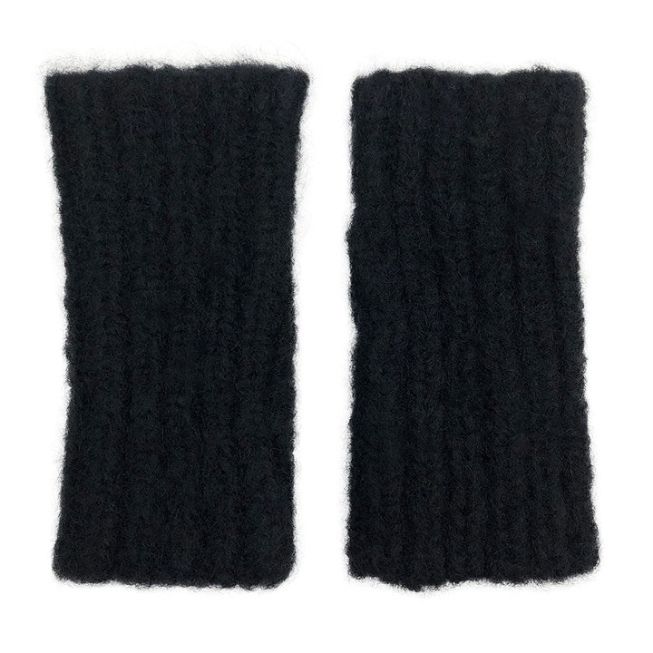 Black Ribbed Alpaca Gloves - EcofiedHome
