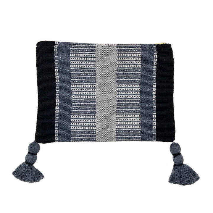 Black Striped Backstrap Clutch - 100% Cotton with natural dyes - EcofiedHome
